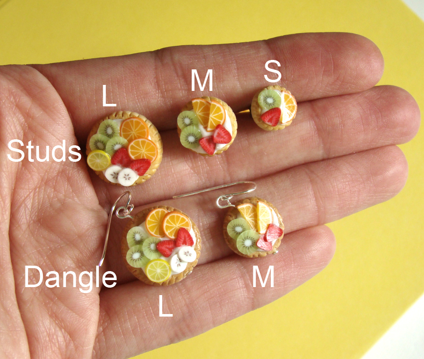 Fruit Tart Earrings Sizes