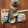 Miniature Sushi on Green Plate