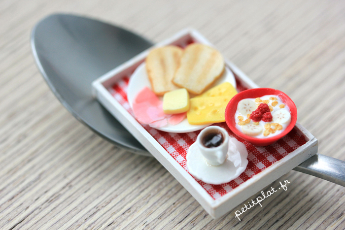 Miniature Food - Breakfast Tray Red