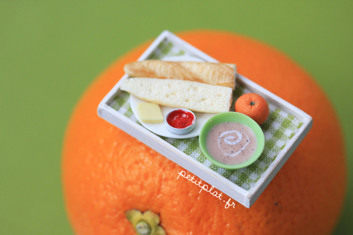 Miniature Food - Breakfast Tray on an Orange