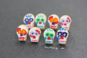 Day of The Dead Rainbow Skulls Earrings