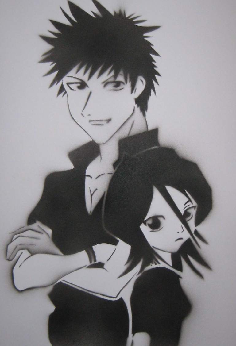 Ichigo and Rukia- Stencil