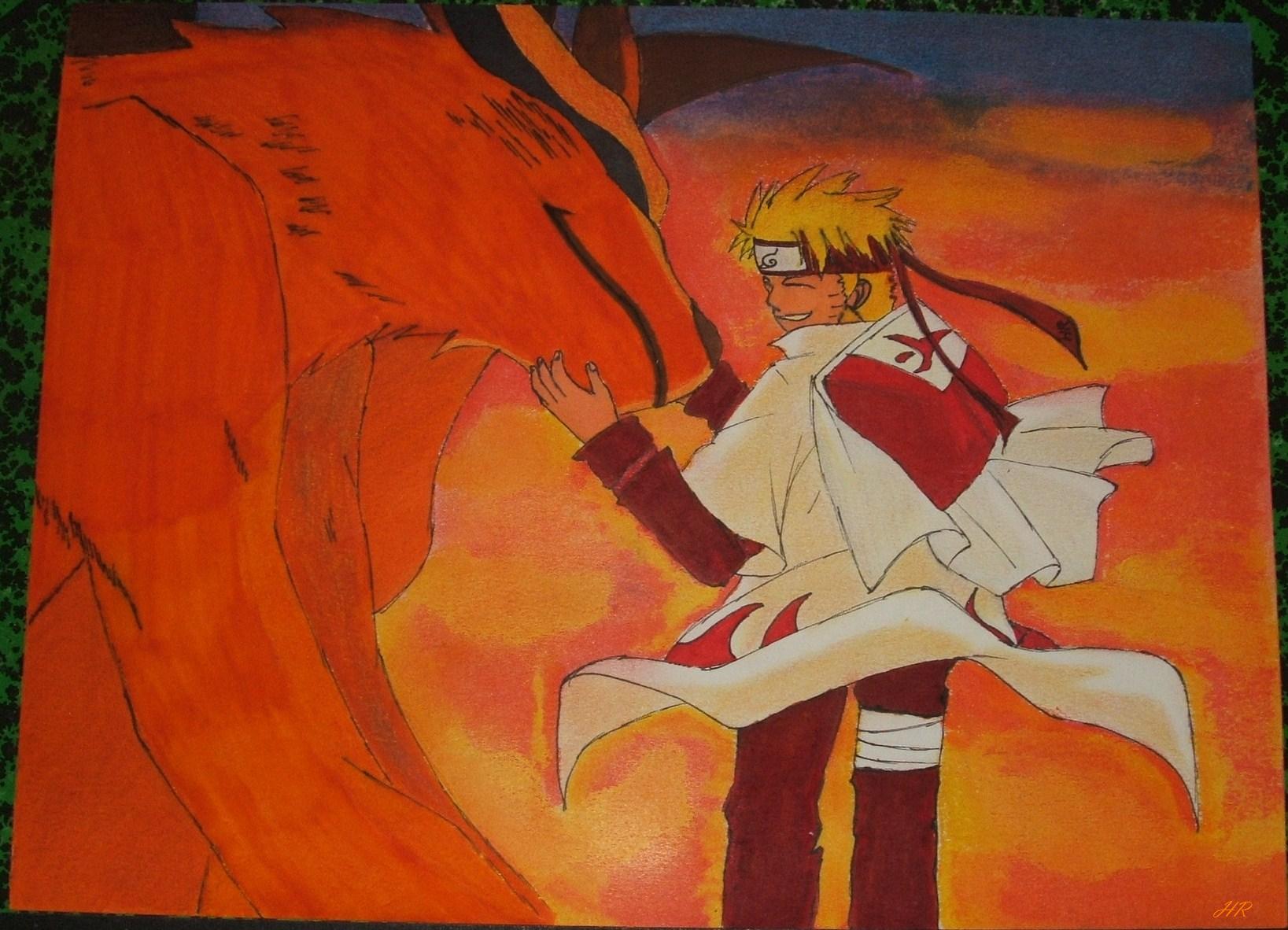 Naruto and Kurama Drawing by Victxrcw on DeviantArt