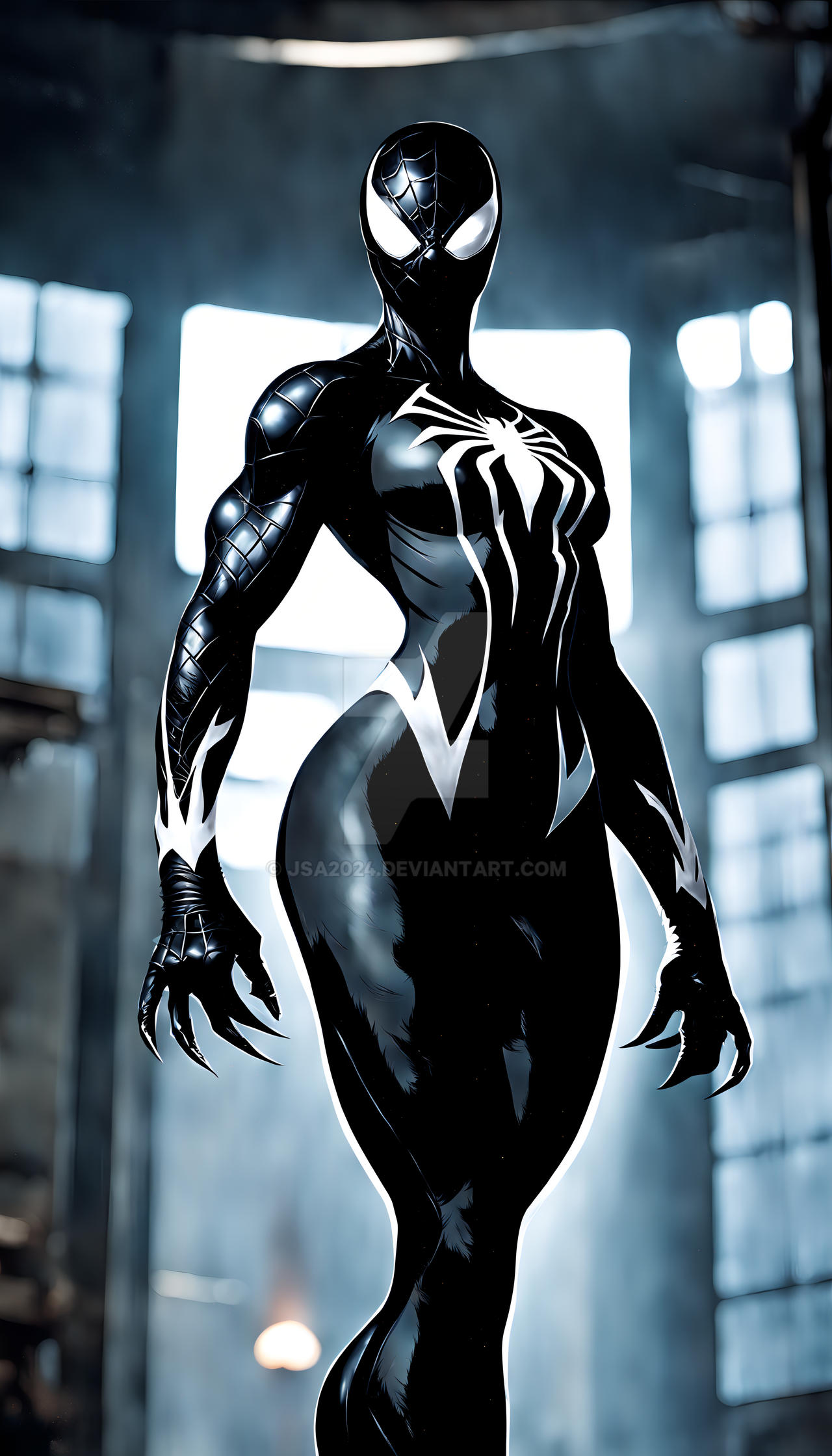 she-Venom symbiote form she has a white spider log by Jsa2024 on DeviantArt