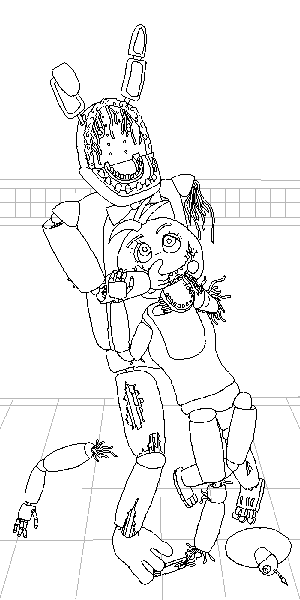 FNAF - Toy Chica's death (lineart)