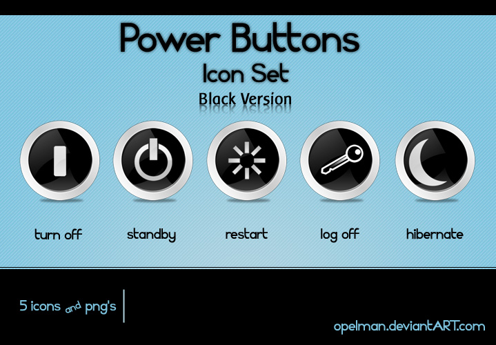 Power Buttons Icon Set -Black