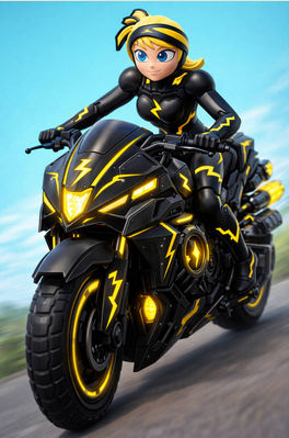 bolt girl on lectro cycle by manchines by NickMaster64 on DeviantArt