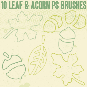 Leaf and Acorn Outline Brushes