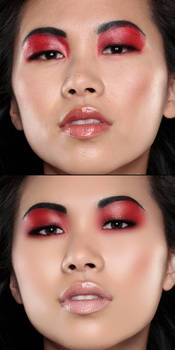 Red Makeup Retouch Closeup