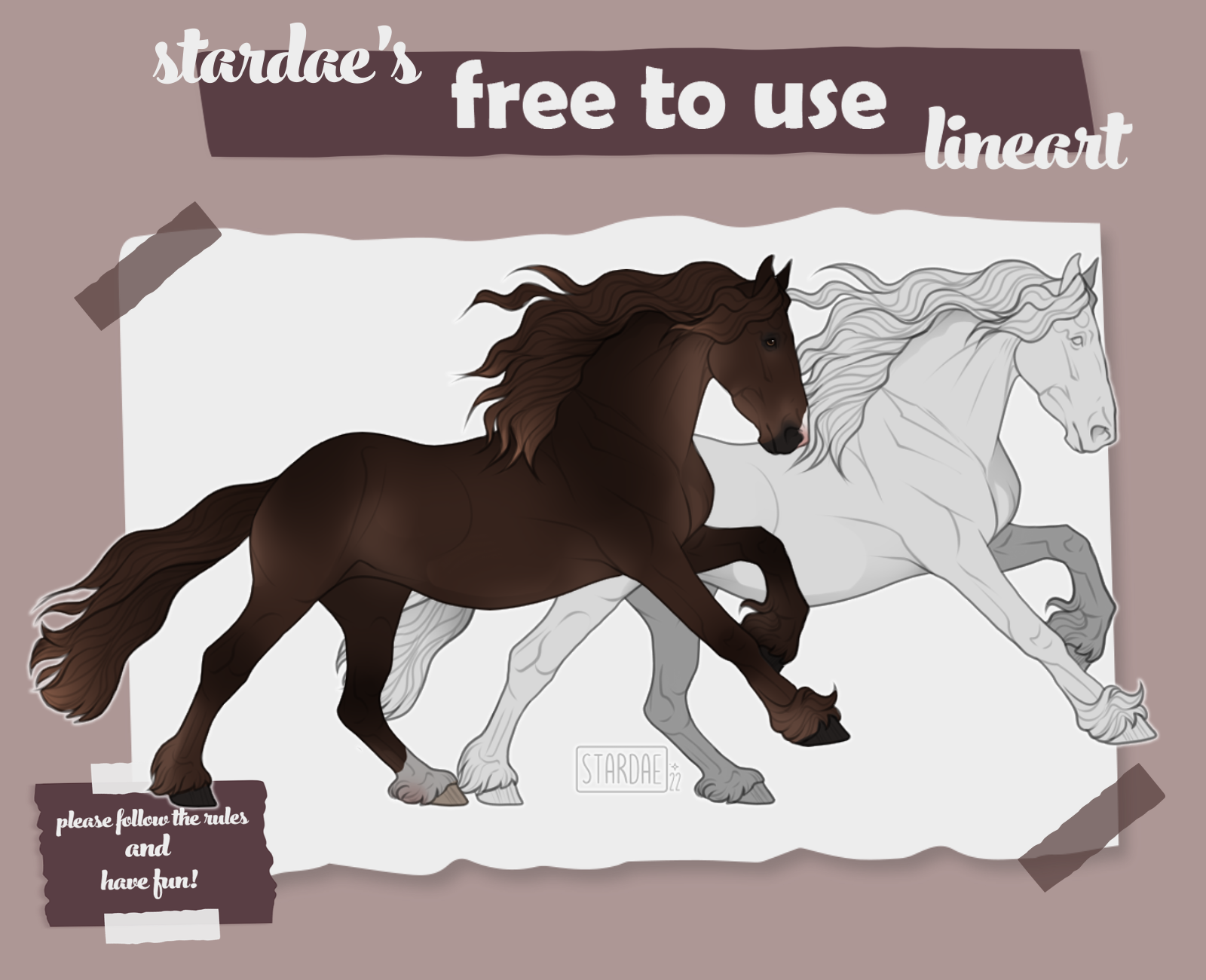 || F2U Friesian Lineart || by stardae on DeviantArt