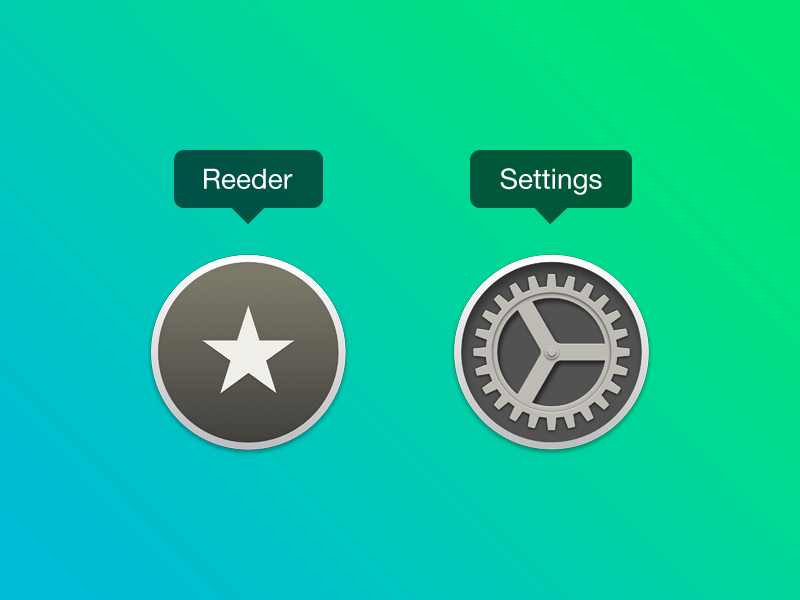 Reeder and Settings icons for OS X Yosemite