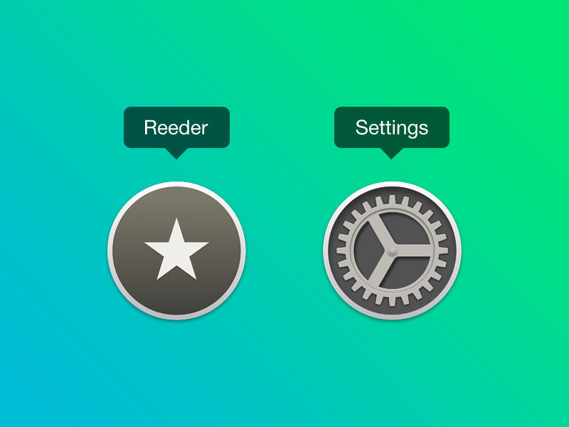 Reeder and Settings icons for OS X Yosemite by pavelbuben on DeviantArt