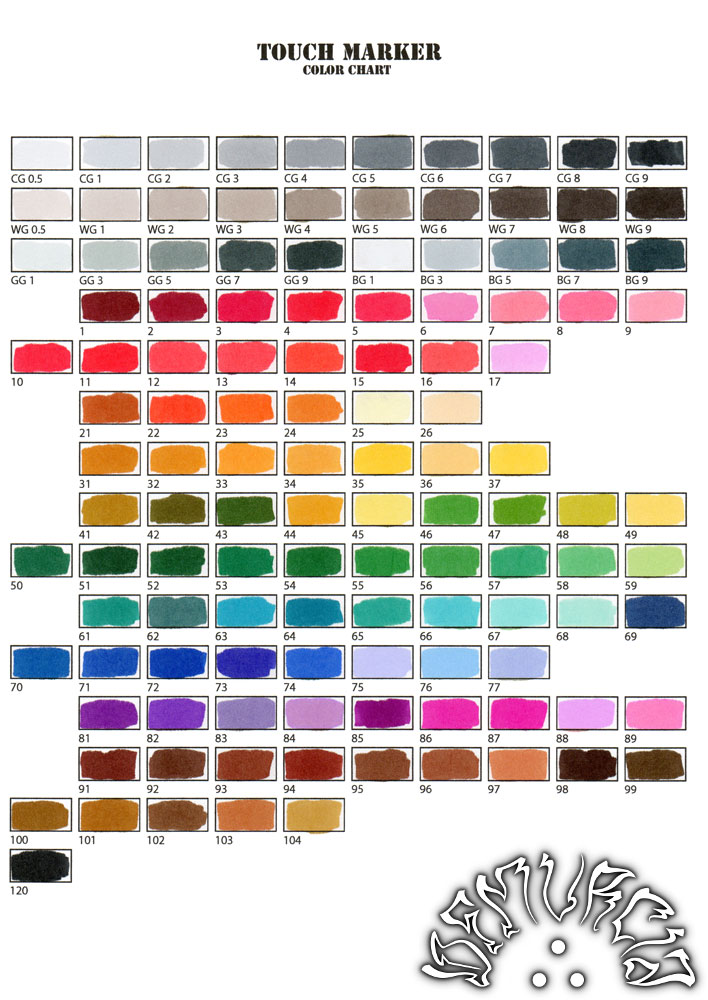 Touch Marker color chart