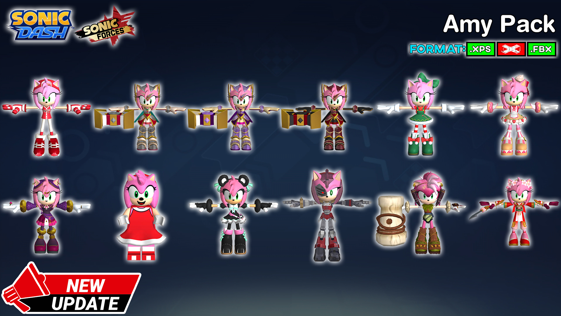 Sonic Dash Forces - Amy Pack [XPS-FBX] by 972oTeV on DeviantArt