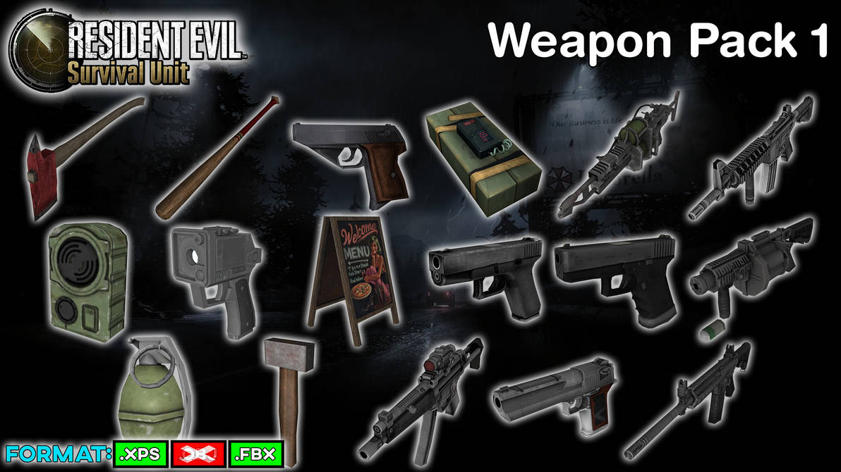 RE SURVIVAL UNIT - Weapons (Pack 1) [XPS - FBX] by 972oTeV on DeviantArt