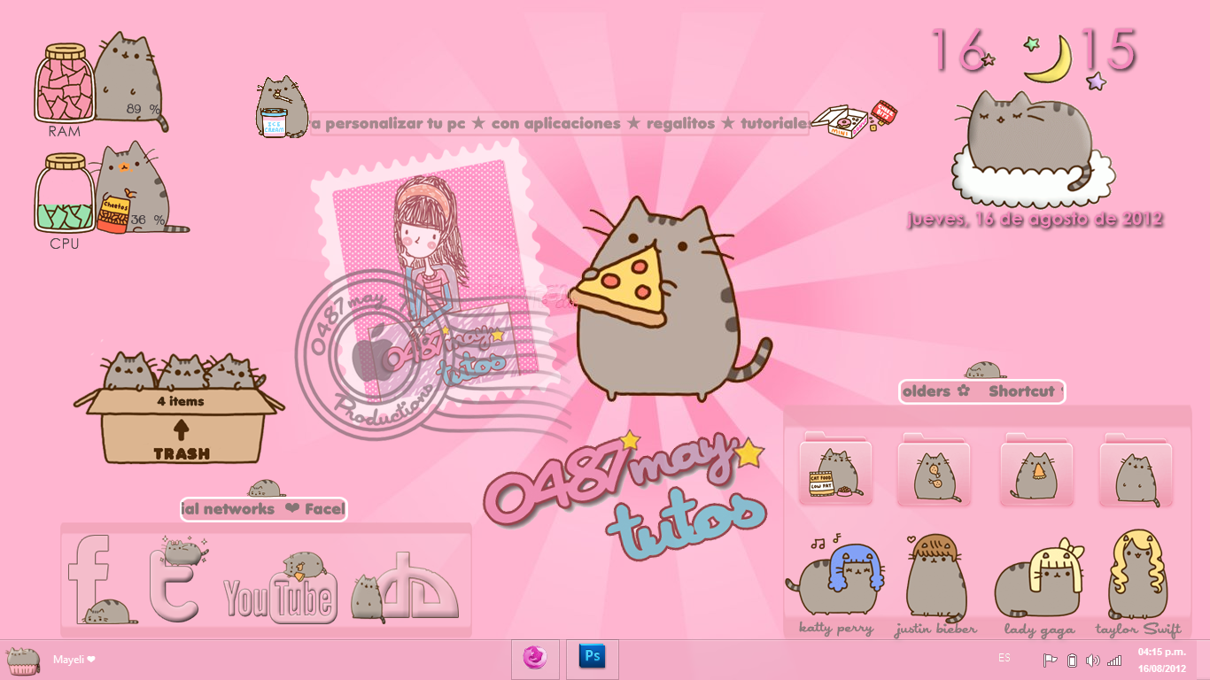 Pusheen cat, theme for Xwidget by may0487
