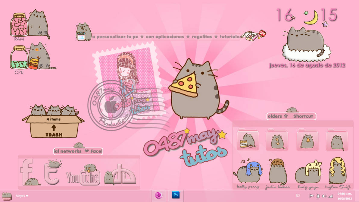 Pusheen cat, theme for Xwidget by may0487