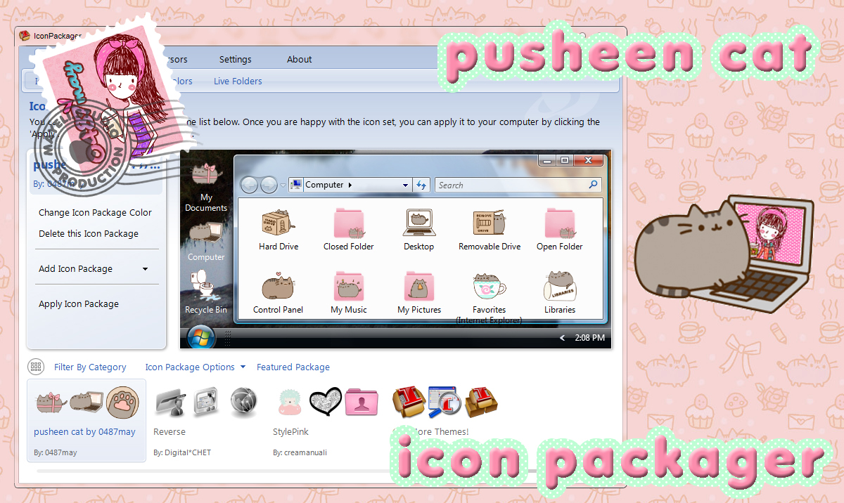 Tema de Pusheen Cat, IconPackager