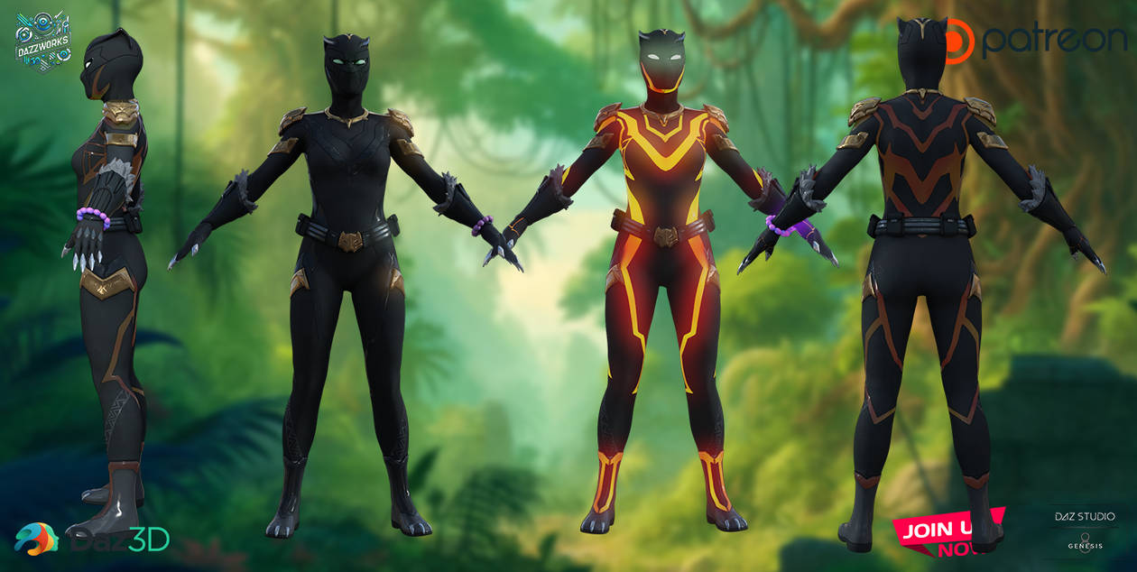 Black Panther Shuri Costume for G8F - FREE by DAZcharm on DeviantArt