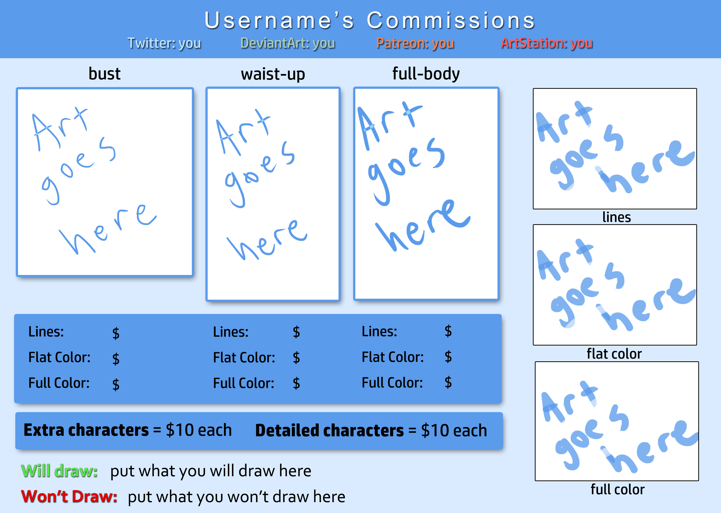 Commissions template