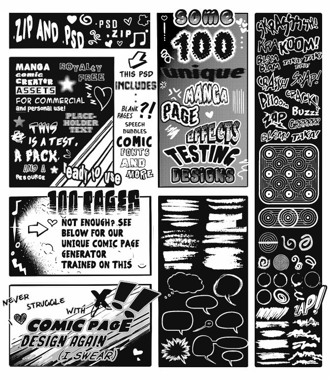 (DL) 100 Comic page layouts - Designs and assets