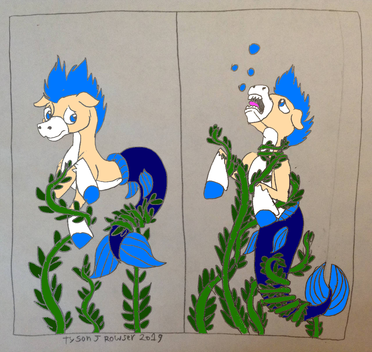 Isaac tangled in kelp/seaweed by MerpupIsaac2003 on DeviantArt