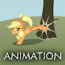 Applejack kicks a tree