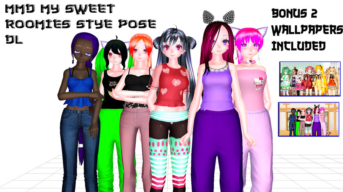 Mmd My Sweet Roomies Styled Pose Pack by skates99 on