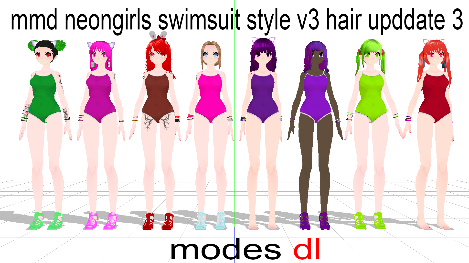 mmd Neongirls Swimsuit V3 Series dl updat 3