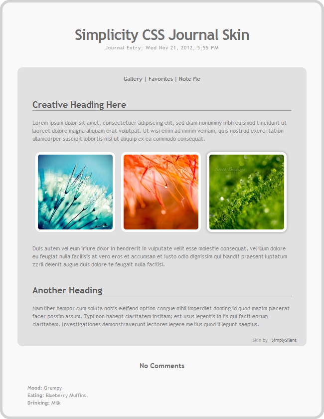 Simplicity Journal Skin CSS by SimplySilent on DeviantArt