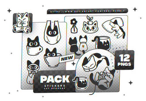 CAT PNGS PACK / 12 PNGS ' ( #001 )