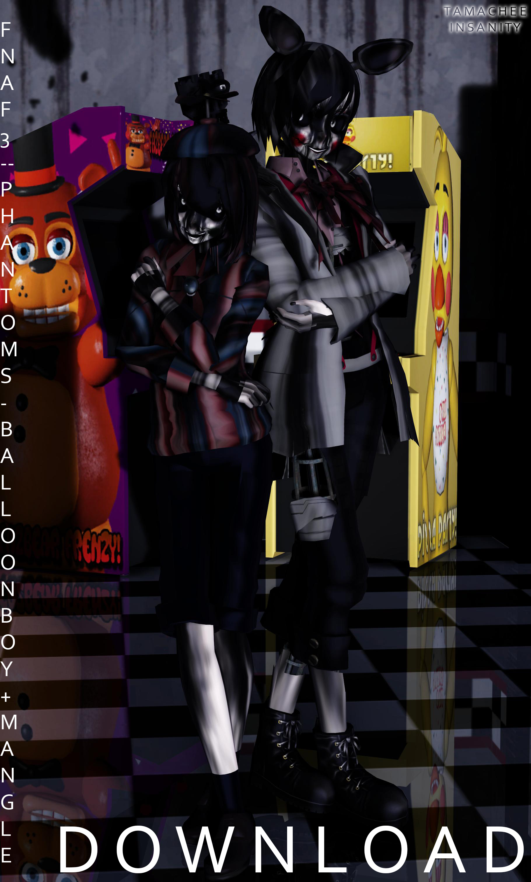 {MMD x Fnaf 3 } Phantoms BB+Mangle [DOWNLOAD]