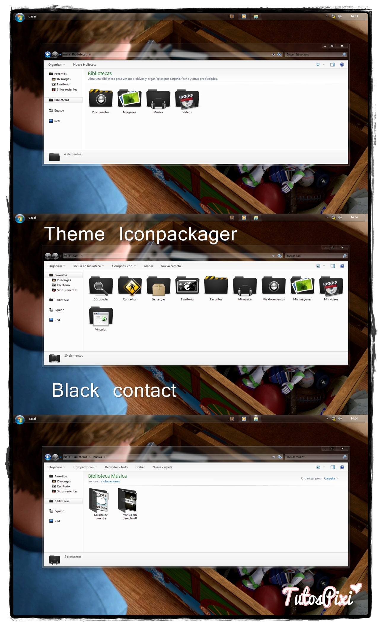 Tema Iconpackager Black Contact