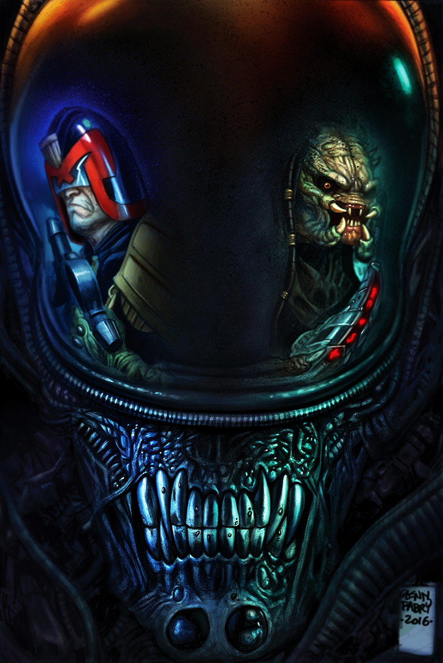 Wallpaper Mobile Dredd Vs Alien Vs Predator by Lucas-Soares-BR on