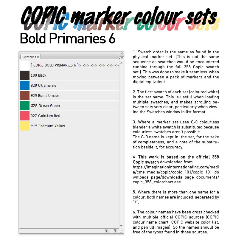 COPIC marker colour set - Bold Primaries 6