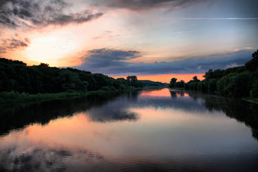 sunset over the river