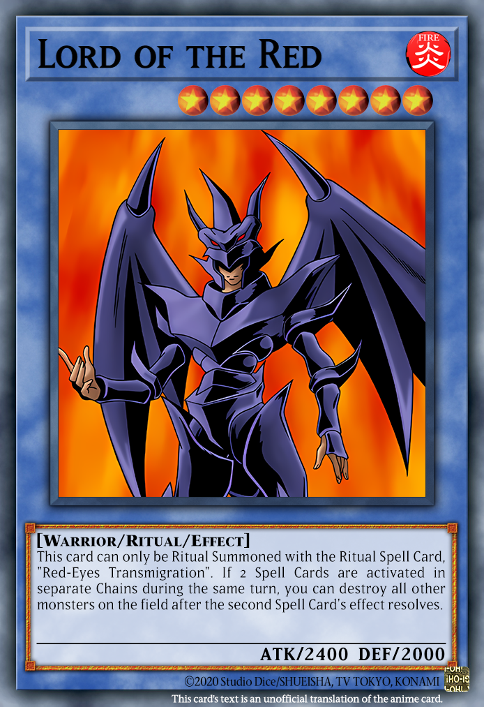 lord of the red yugioh card Yu-Gi-Oh! Joey Wheeler Complete Red-Eyes Ritual Deck Toys during either players turn Lord of the Red (Anime)