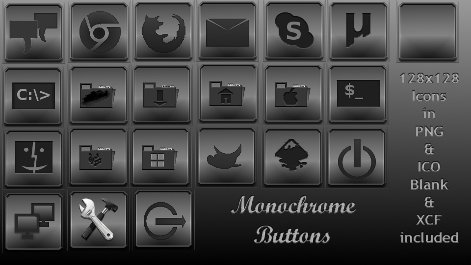 Monochrome Buttons - Icons for the Dock