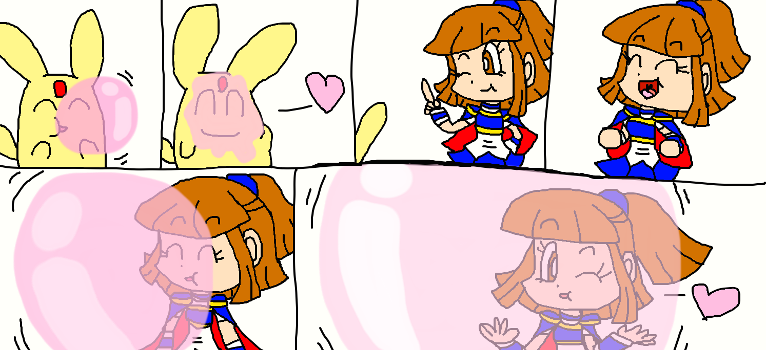 Arle and Carbuncle Bubble Gum Blowing Game by PokeGirlRULES on DeviantArt