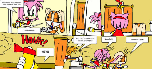 Amy and Cream Playing Shower Scare with Tails