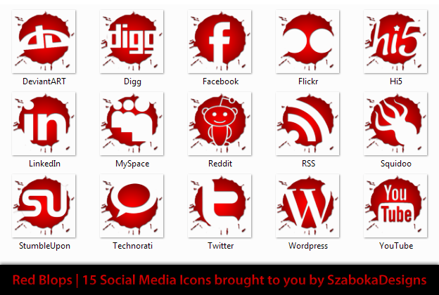 Red Blops Social Media Icons