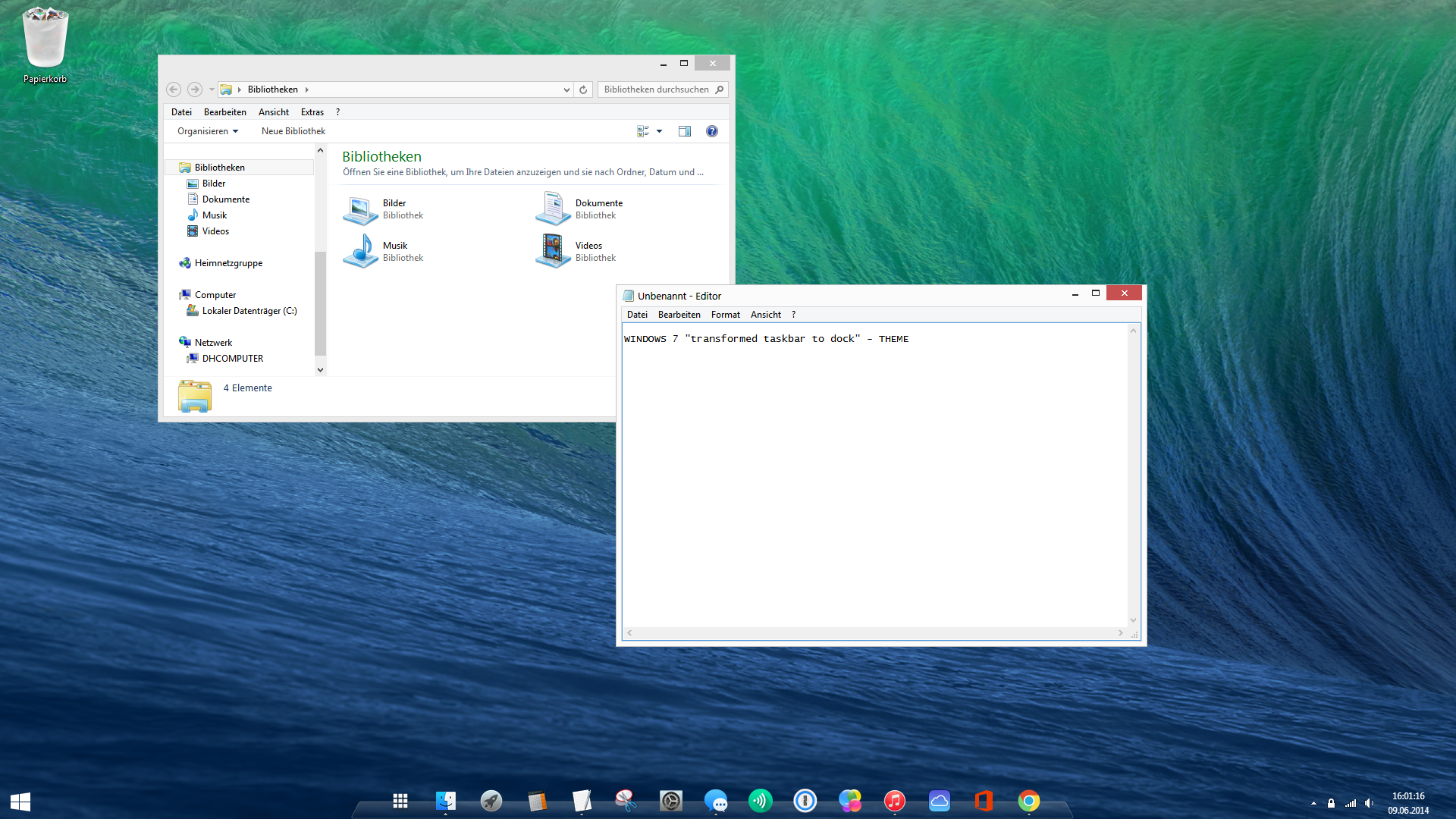 Windows 7 Mavericks - taskbar dock - theme