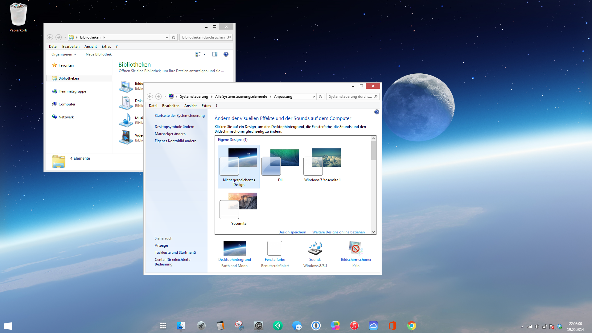 barra delle applicazioni del tema Windows 7