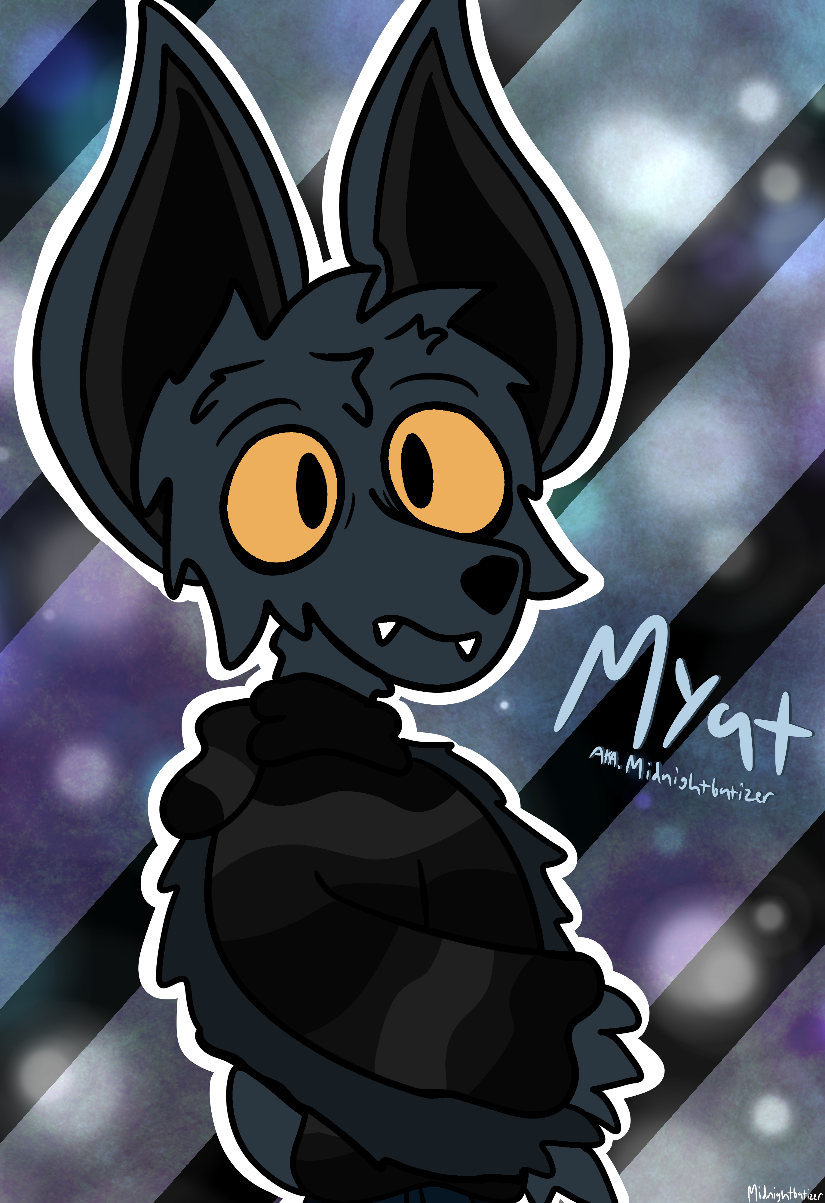 An Artist and Blue Bat named Myat by Midnightbatizer on DeviantArt