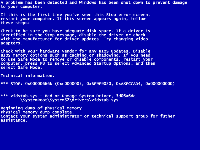 Blue Screen of Death