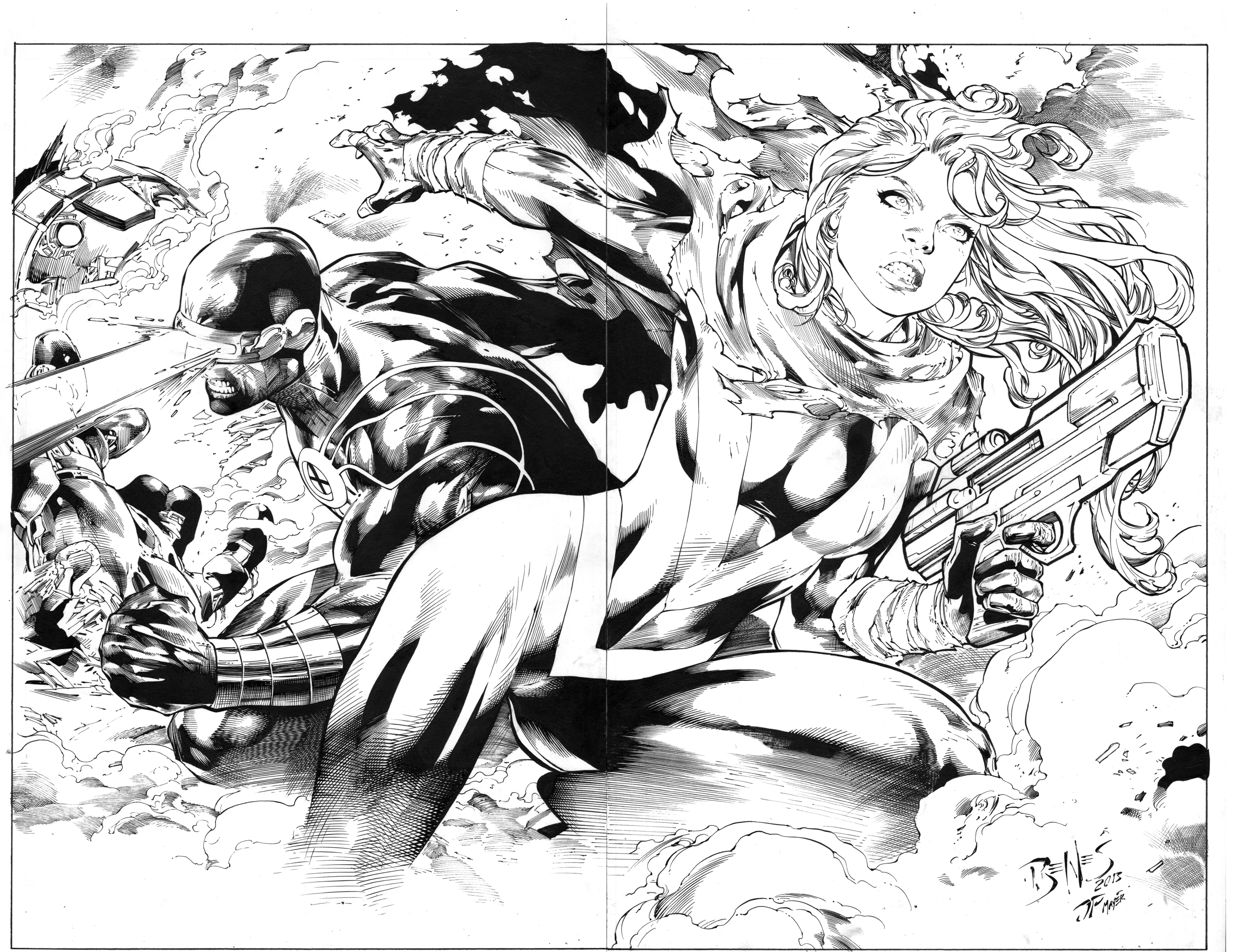 Inks on Ed Benes Pin-Up
