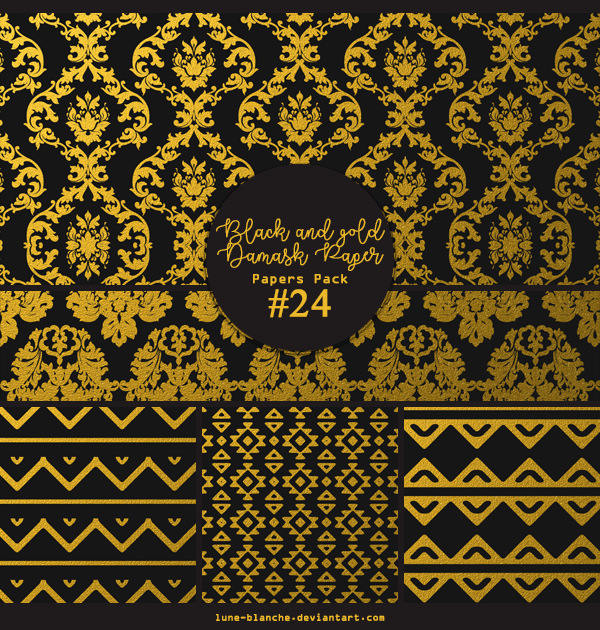 Papers pack #24 - Black and gold Damask Paper