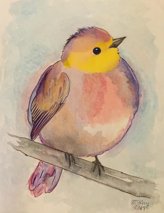 My Watercolor Bird painting animated , de McKay09