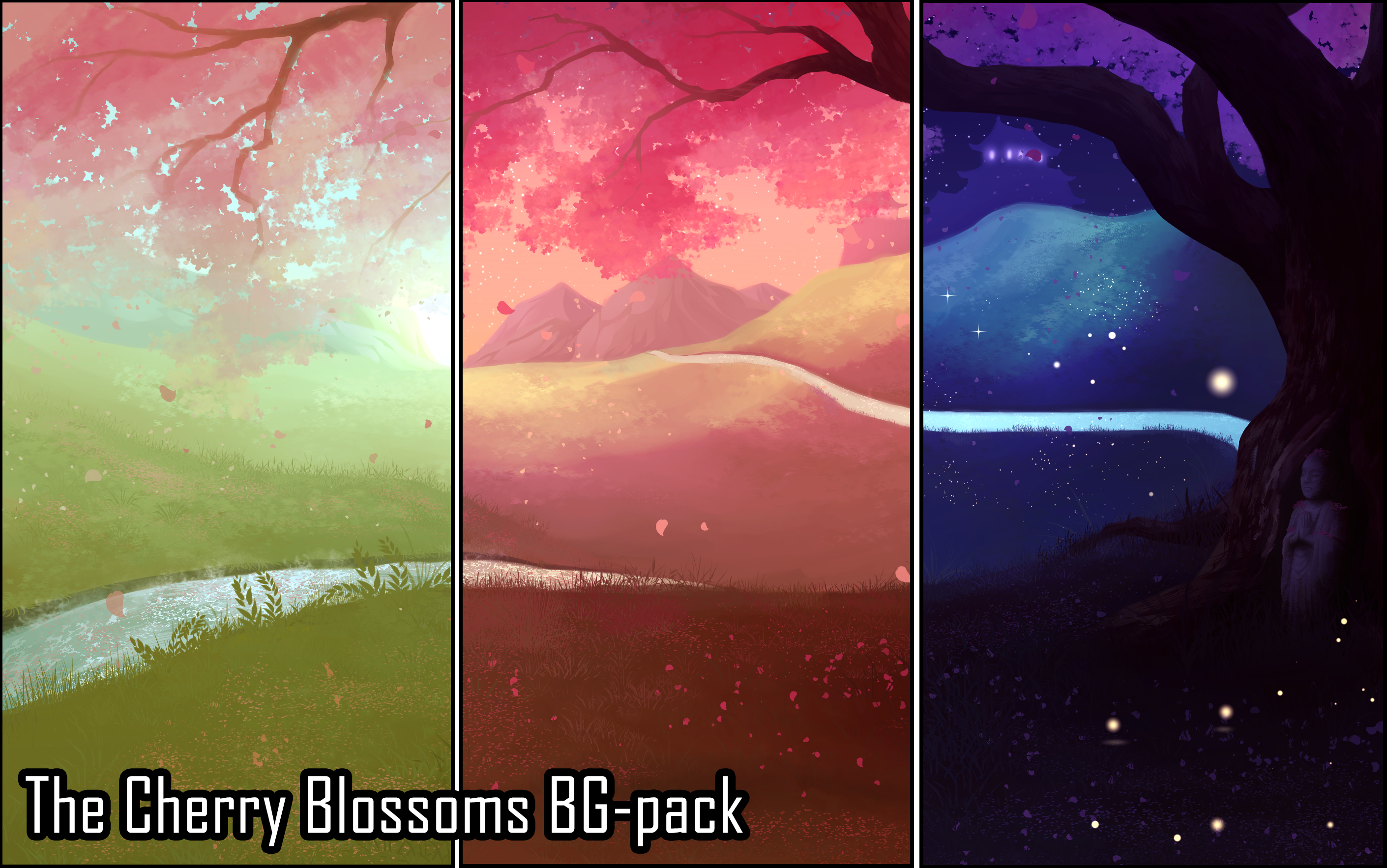 Background Set - The Cherry Blossoms by momma-kuku