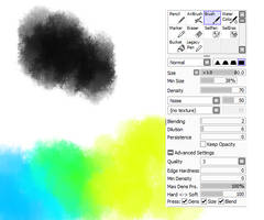 Noise brush and brush settings for PaintTool SAI